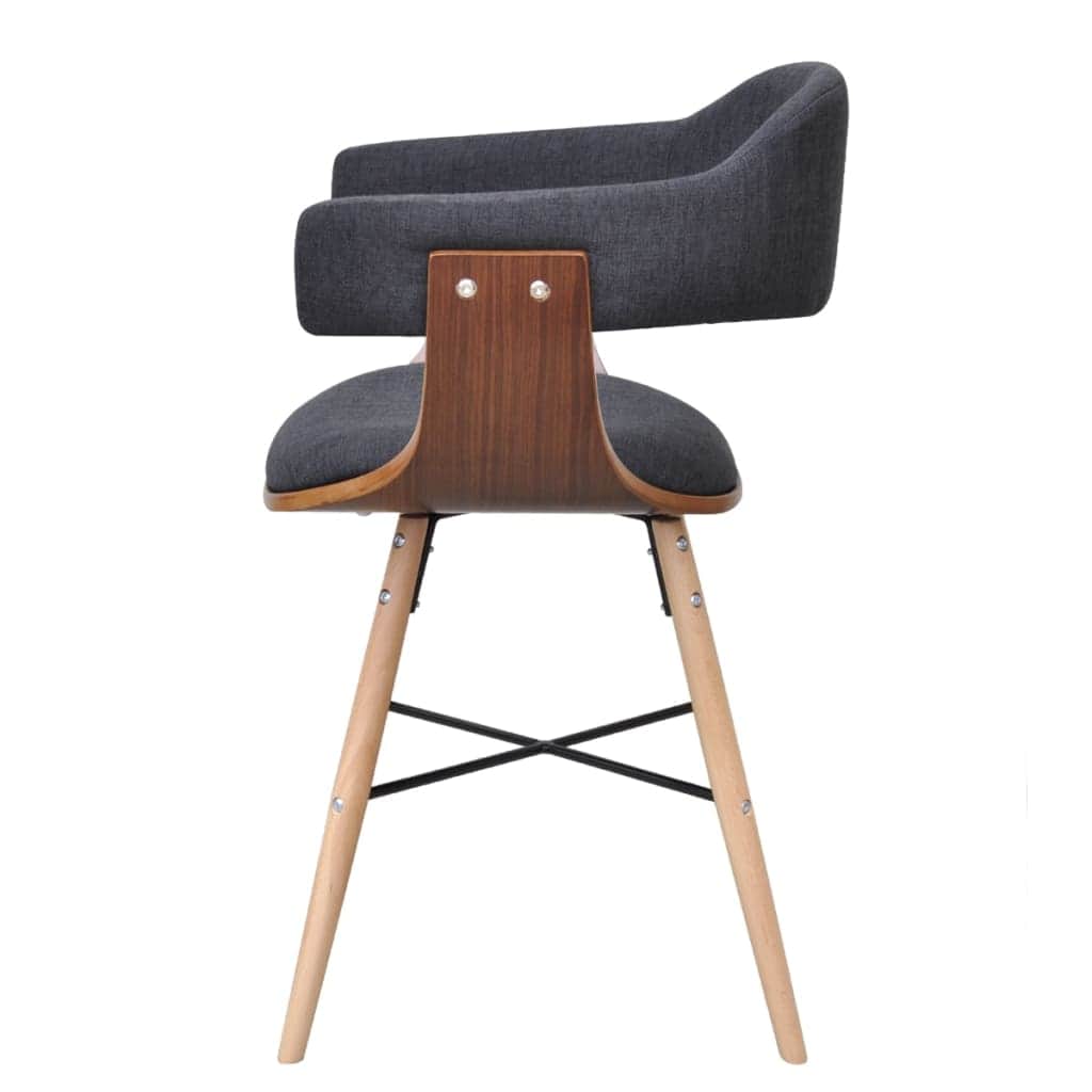 Dining Chairs 2 pcs Dark Grey Bent Wood and Fabric