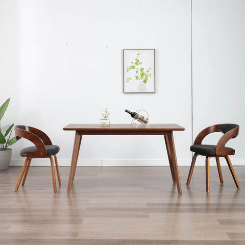 Dining Chairs 2 pcs Dark Grey Bent Wood and Fabric