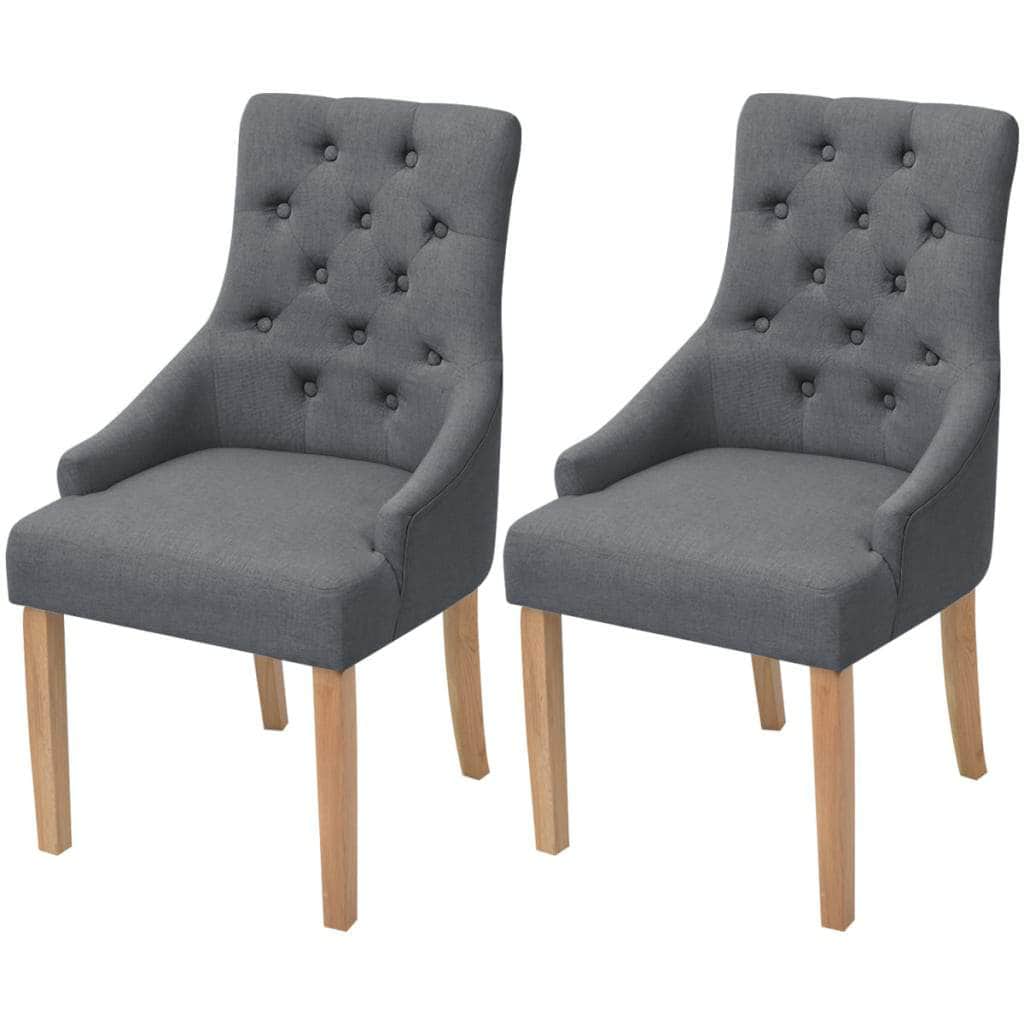 Dining Chairs 2 pcs Dark Grey Fabric
