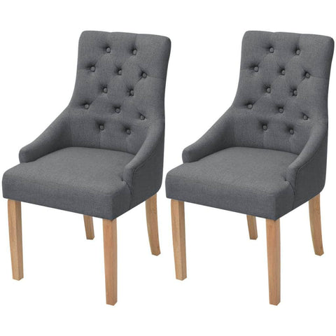 Dining Chairs 2 pcs Dark Grey Fabric