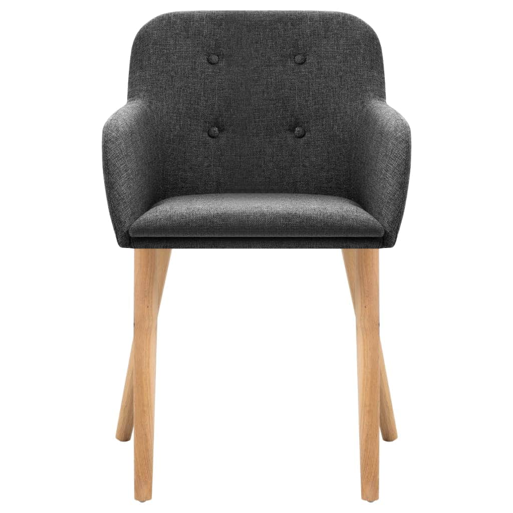 Dining Chairs 2 pcs Dark Grey Fabric and Solid Oak Wood