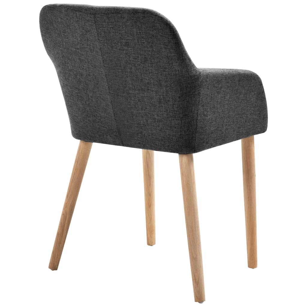 Dining Chairs 2 pcs Dark Grey Fabric and Solid Oak Wood