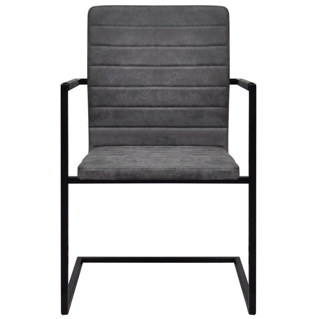 Dining Chairs 2 pcs Grey Leather