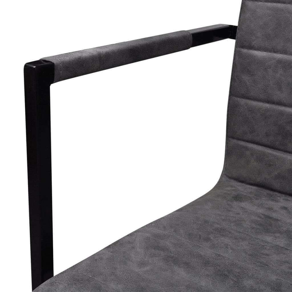 Dining Chairs 2 pcs Grey Leather
