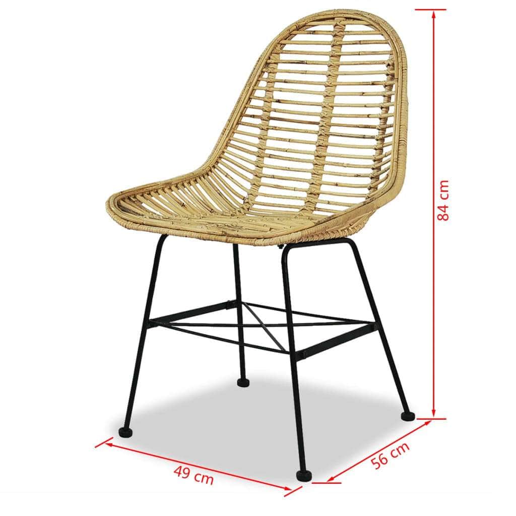 Dining Chairs 2 pcs Natural Rattan