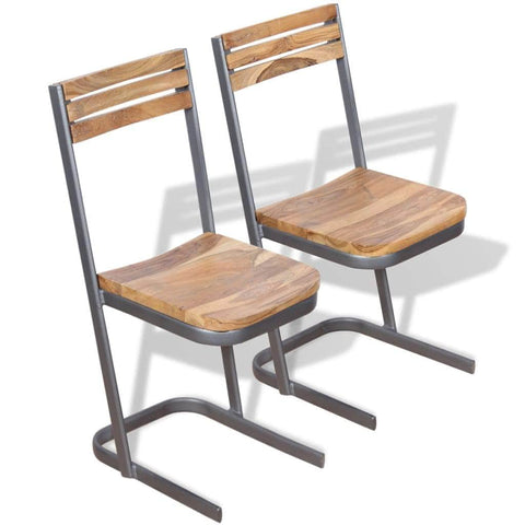 Dining Chairs 2 pcs Solid Teak Wood