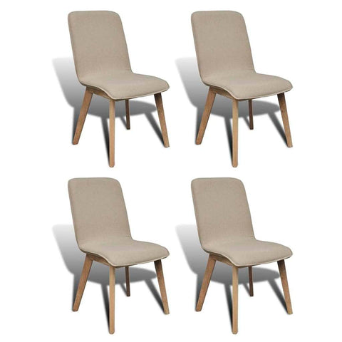 Dining Chairs 4 pcs Beige Fabric and Solid Oak Wood