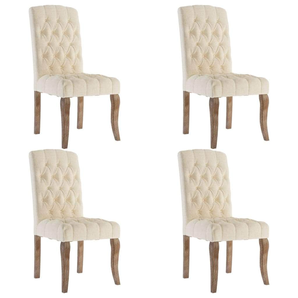 Dining Chairs 4 pcs Beige Linen-Look Fabric