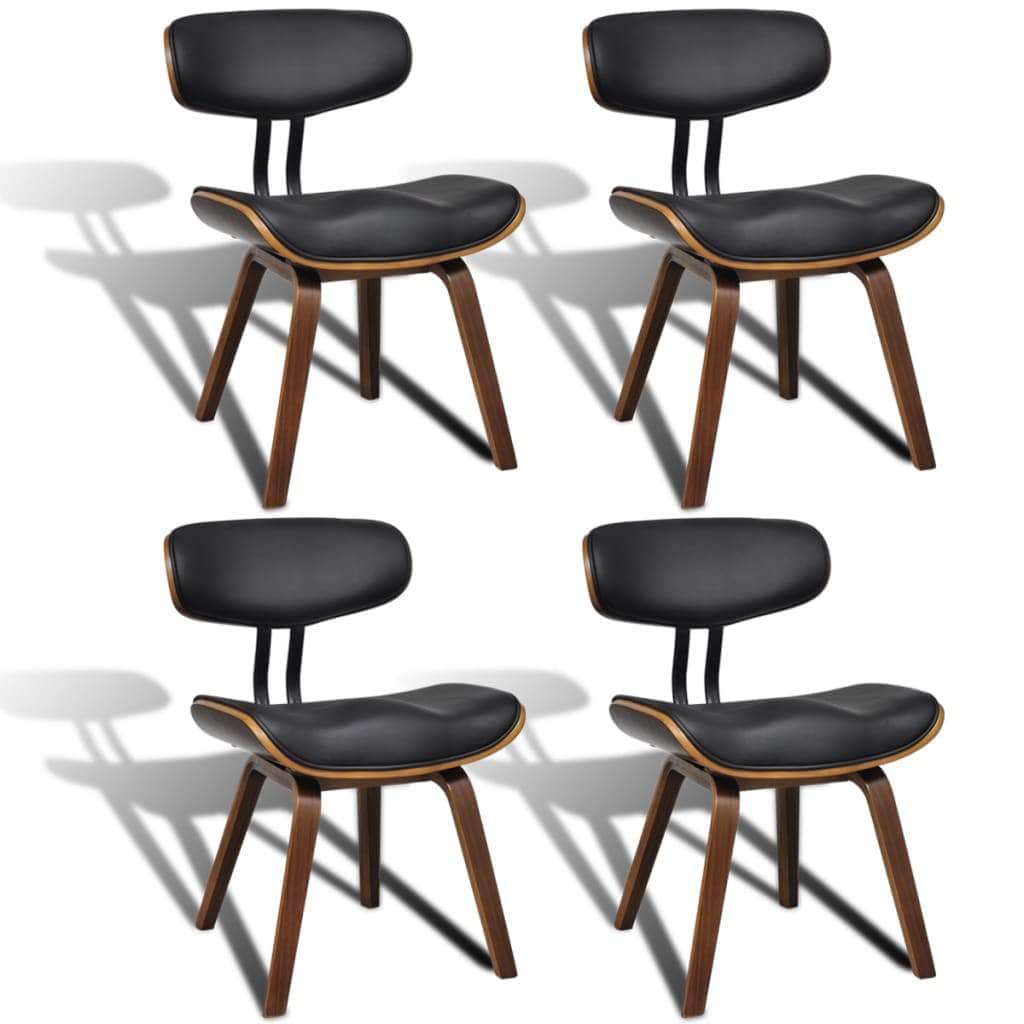 Dining Chairs 4 pcs Bent Wood and Leather