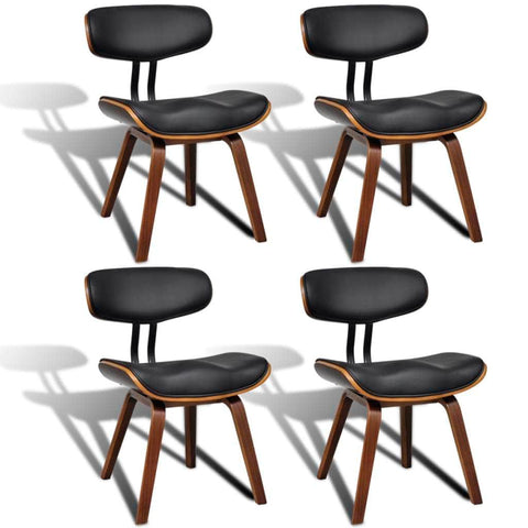Dining Chairs 4 pcs Bent Wood and Leather