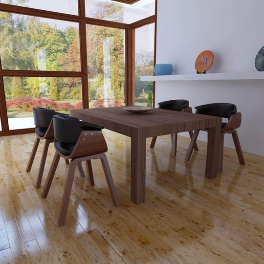 Dining Chairs 4 pcs Bent Wood and Leather