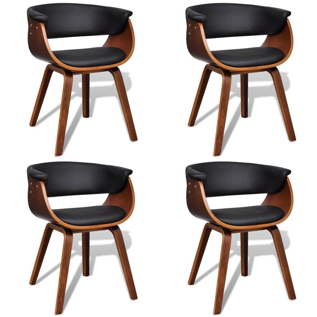 Dining Chairs 4 pcs Bent Wood and Leather
