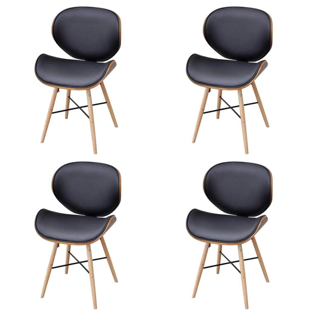 Dining Chairs 4 pcs Bentwood and Leather
