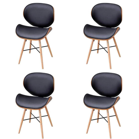 Dining Chairs 4 pcs Bentwood and Leather