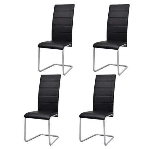 Dining Chairs 4 pcs Black Leather