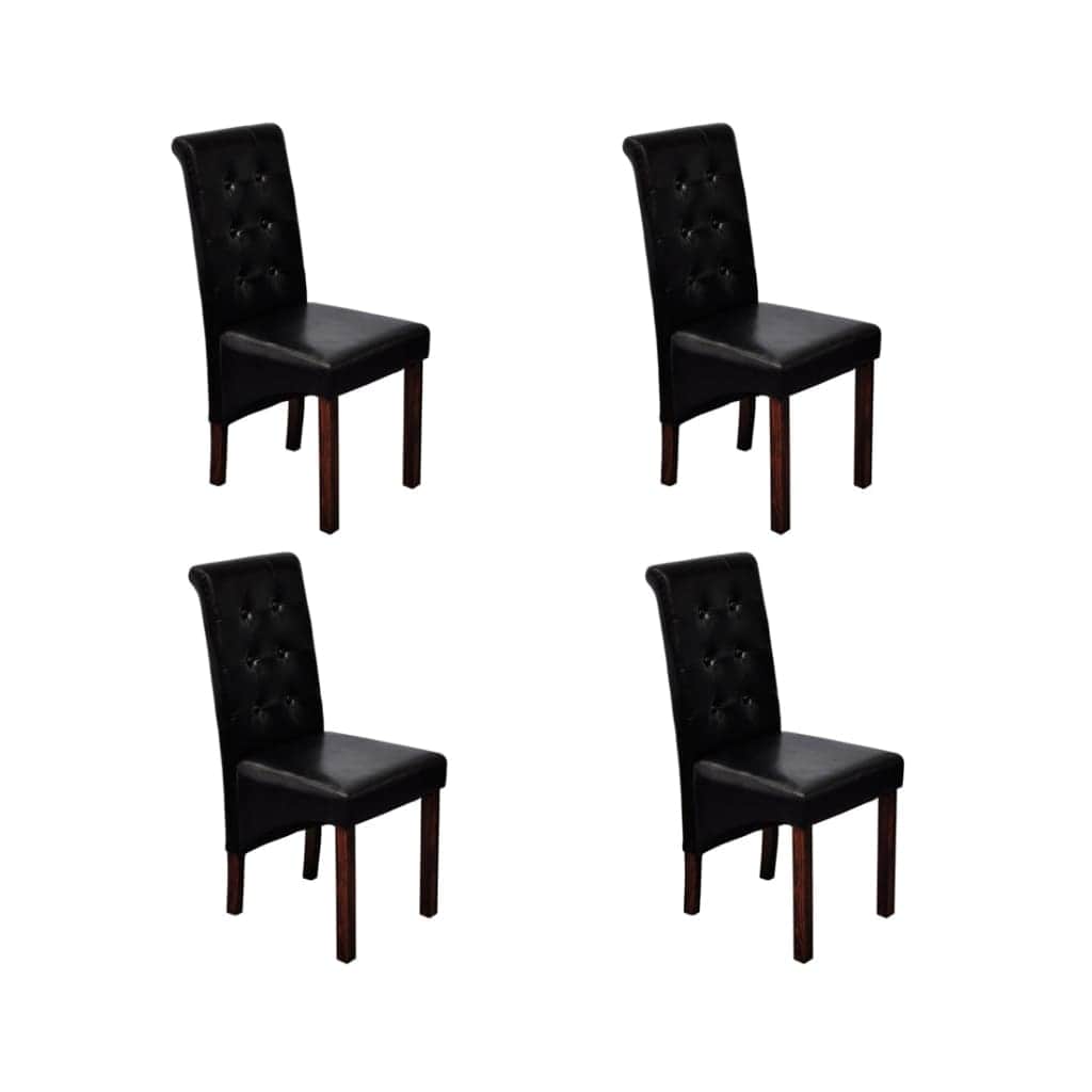 Dining Chairs 4 pcs Black Leather