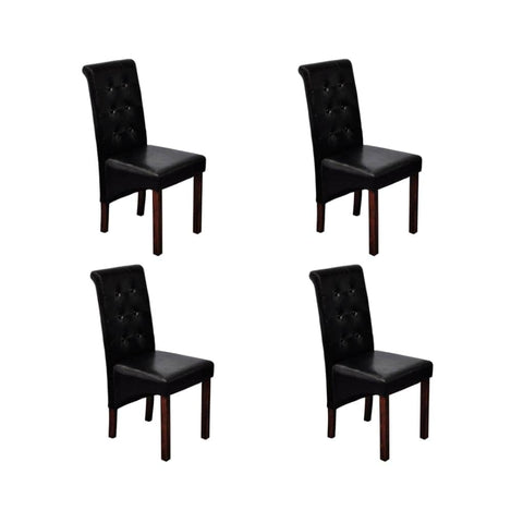 Dining Chairs 4 pcs Black Leather