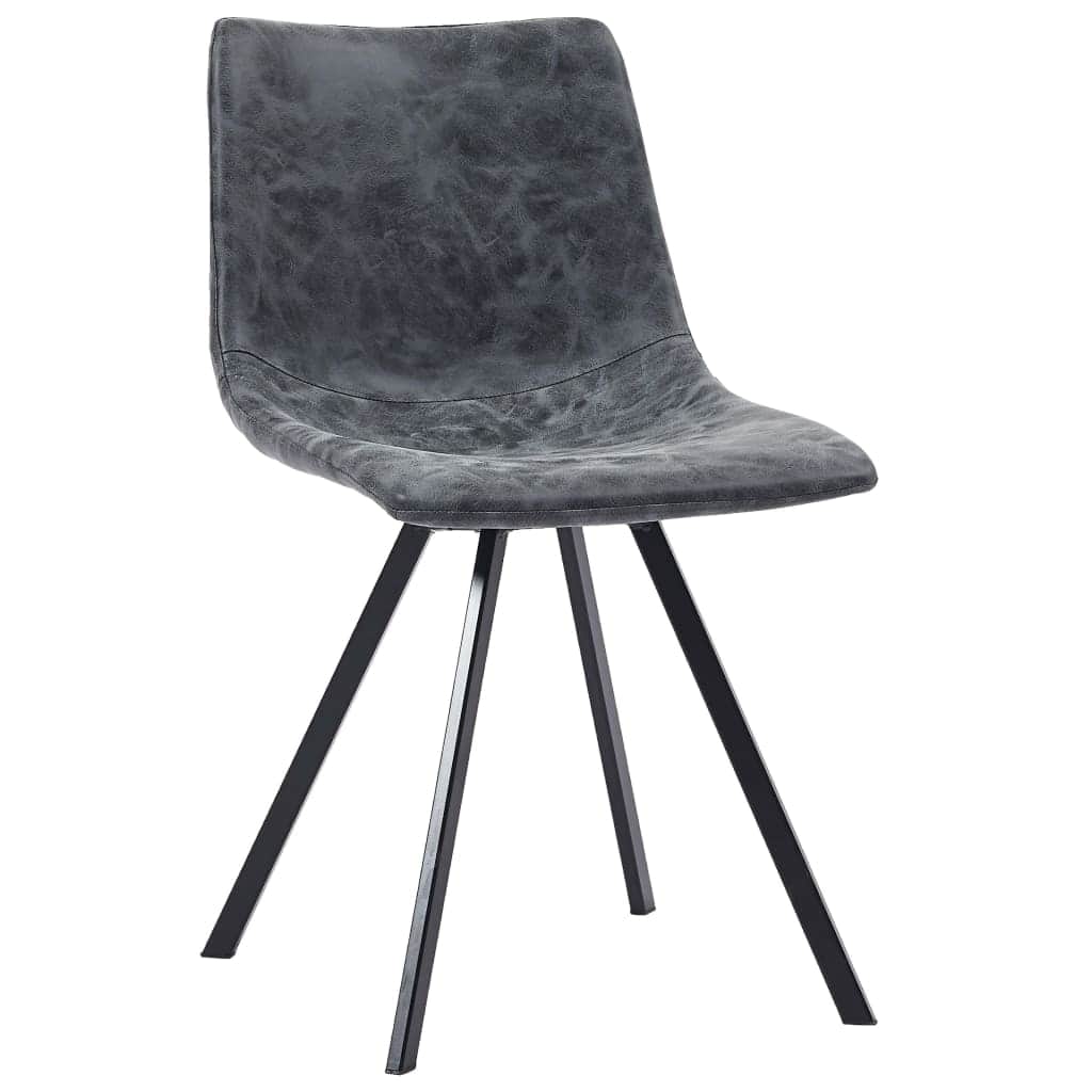 Dining Chairs 4 pcs Black Metal Legs faux Leather - Simple deals