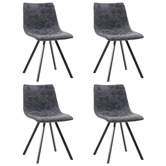 Dining Chairs 4 pcs Black Metal Legs faux Leather - Simple deals