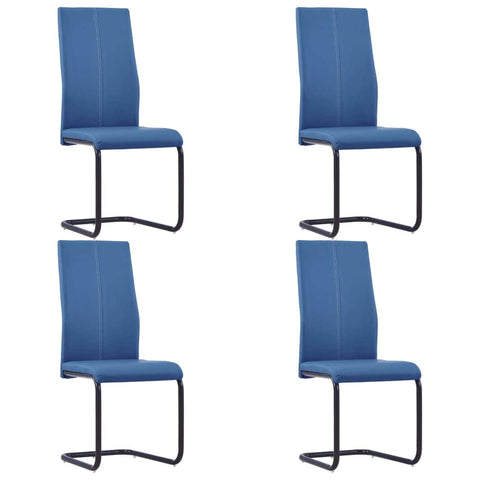 Dining Chairs 4 pcs Blue Leather