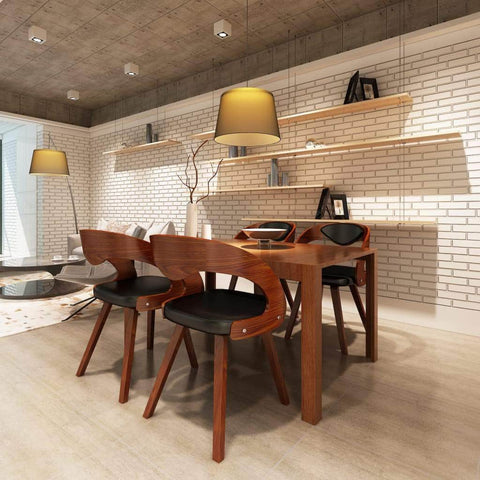 Dining Chairs 4 pcs Brown Bent Wood and Leather