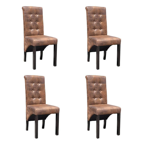 Dining Chairs 4 pcs Brown Leather