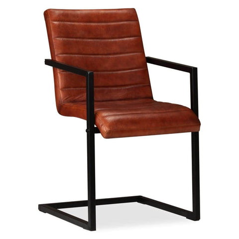 Dining Chairs 4 pcs Brown Real Leather