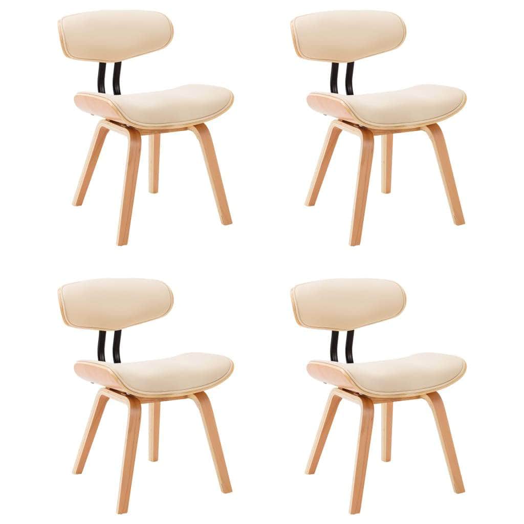 Dining Chairs 4 pcs Cream Bent Wood and Leather