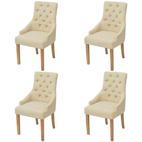 Dining Chairs 4 pcs Cream Fabric