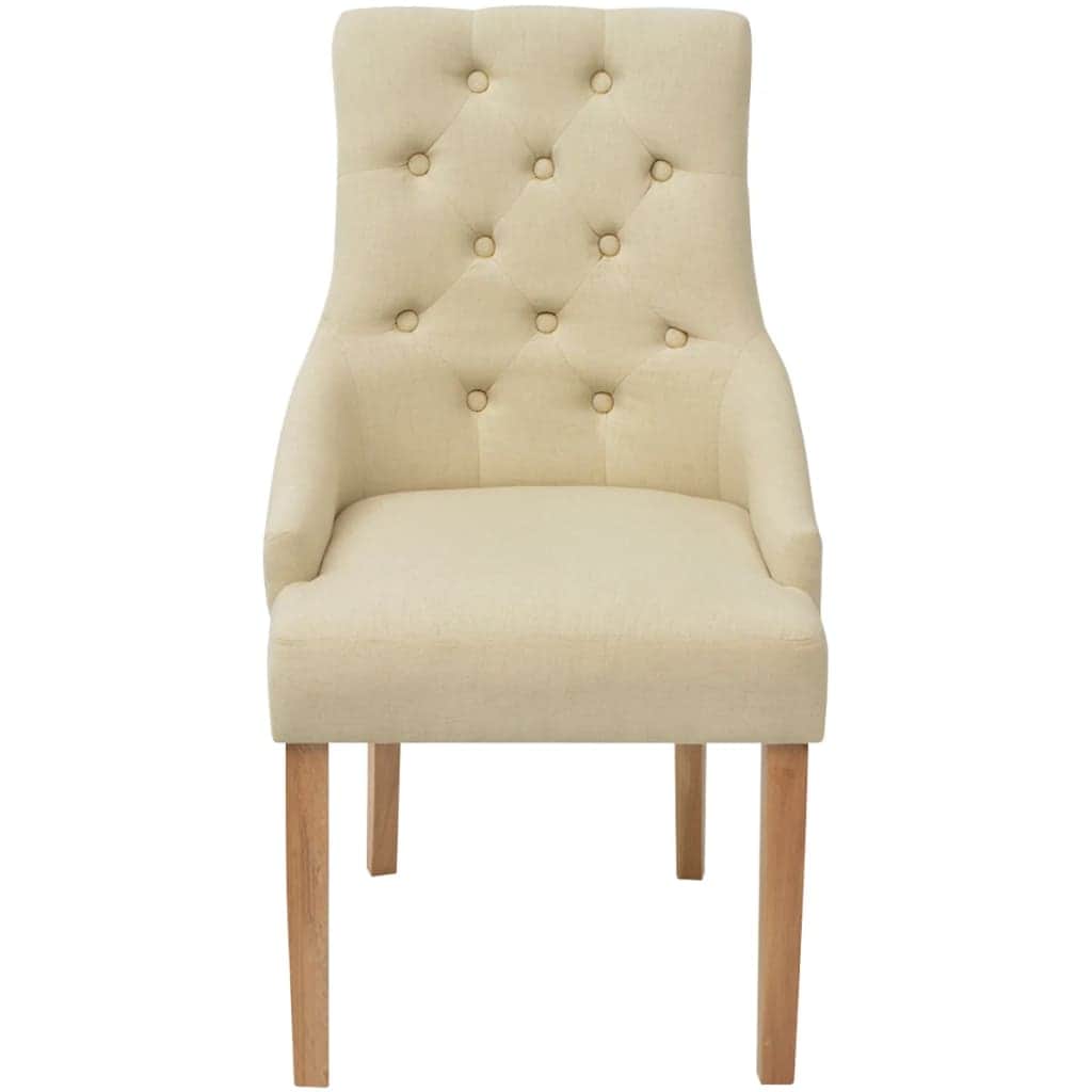 Dining Chairs 4 pcs Cream Fabric