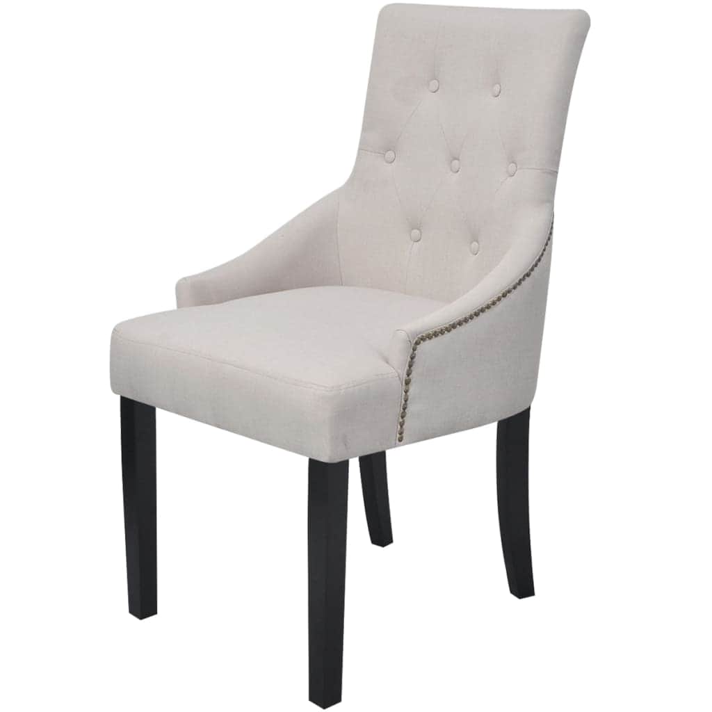 Dining Chairs 4 pcs Cream Fabric