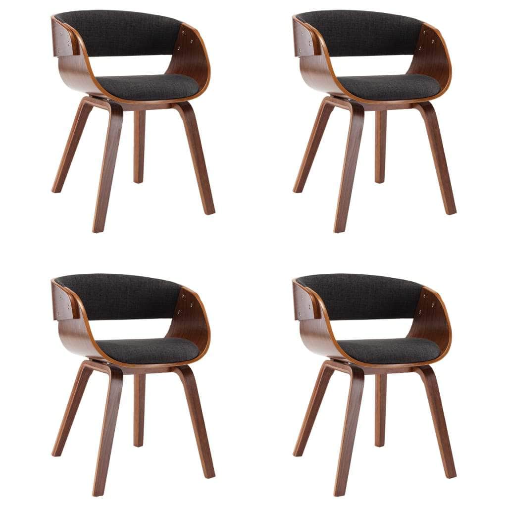 Dining Chairs 4 pcs Grey Bent Wood and Fabric