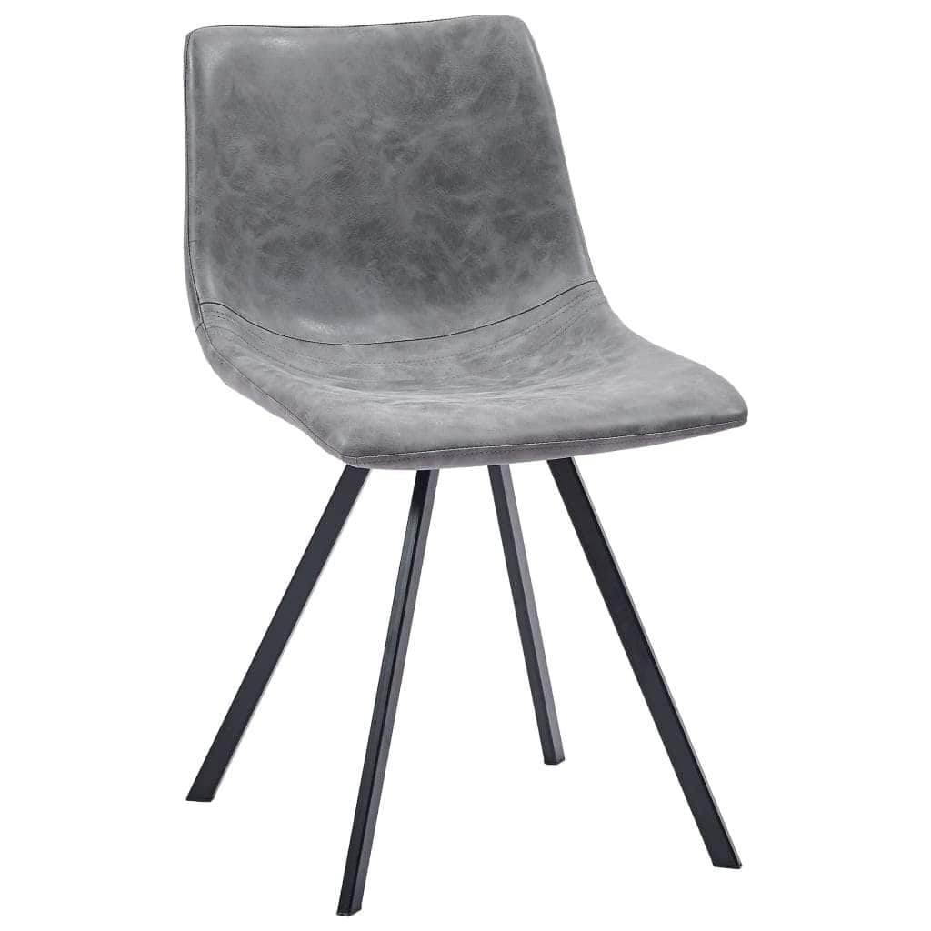 Dining Chairs 4 pcs Grey Metal Legs faux Leather