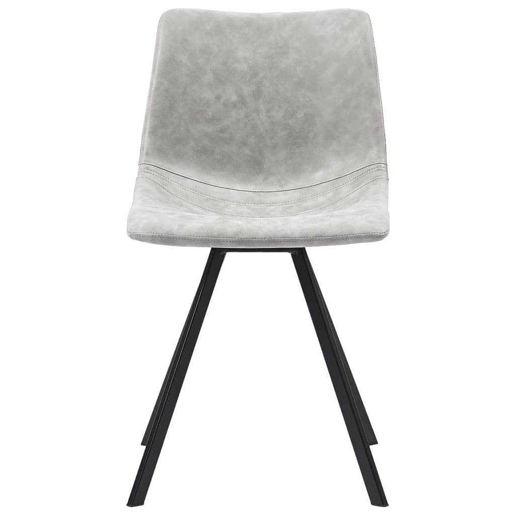 Dining Chairs 4 pcs Light Grey Metal Legs faux Leather