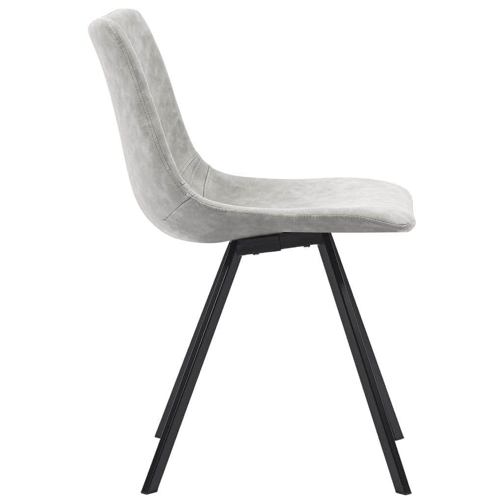 Dining Chairs 4 pcs Light Grey Metal Legs faux Leather