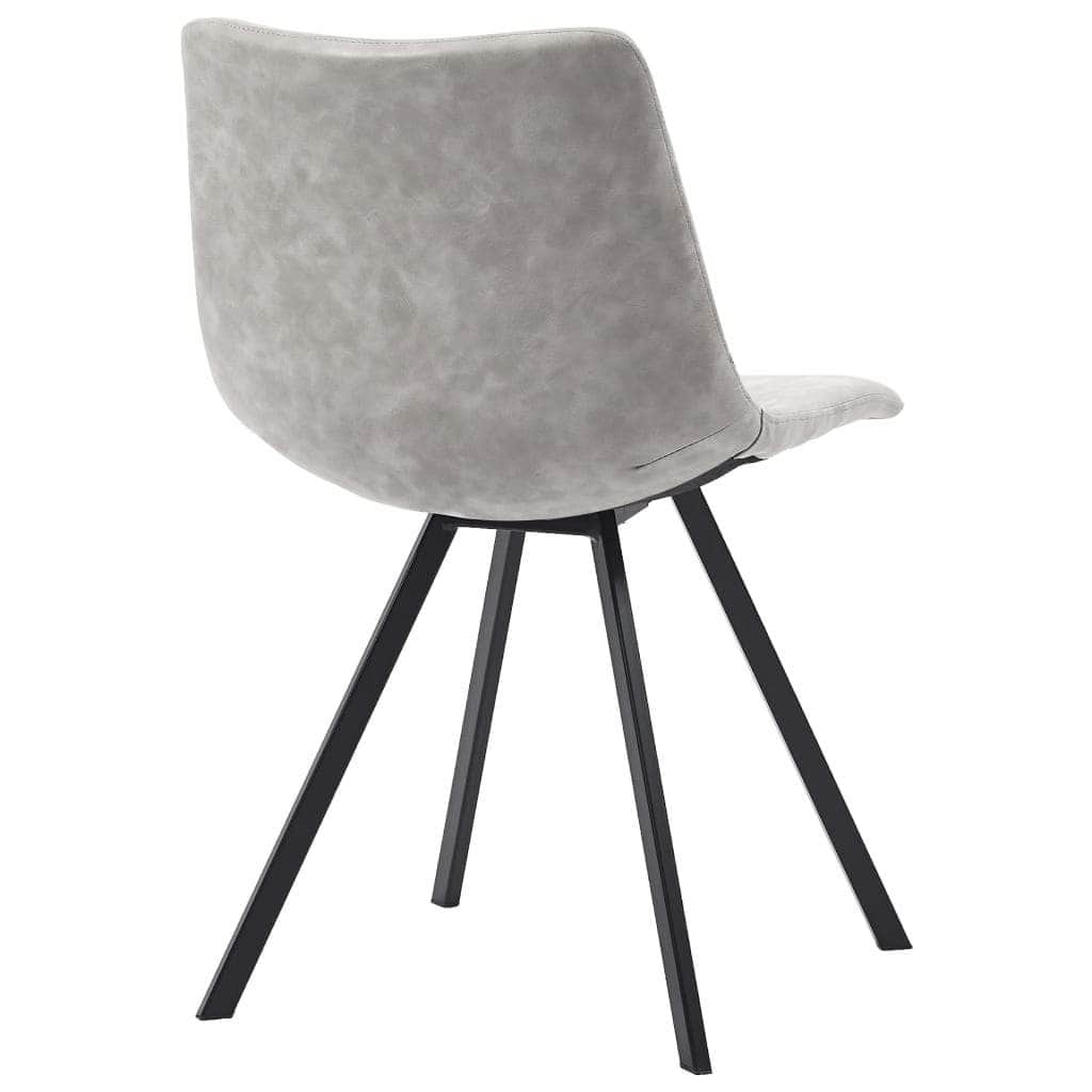 Dining Chairs 4 pcs Light Grey Metal Legs faux Leather