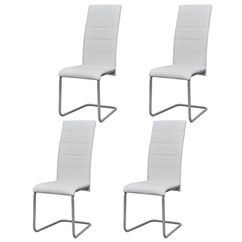 Dining Chairs 4 pcs White Leather