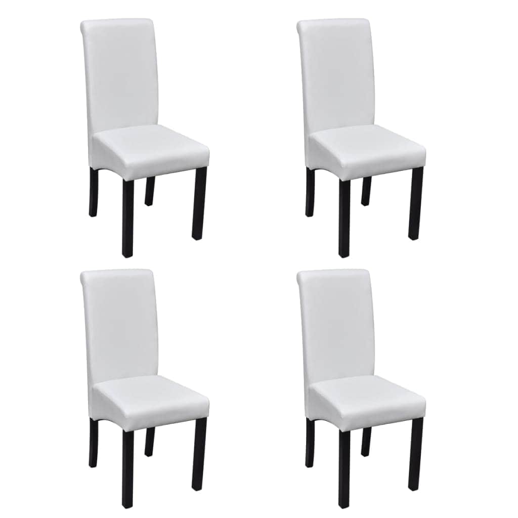 Dining Chairs 4 pcs White Leather