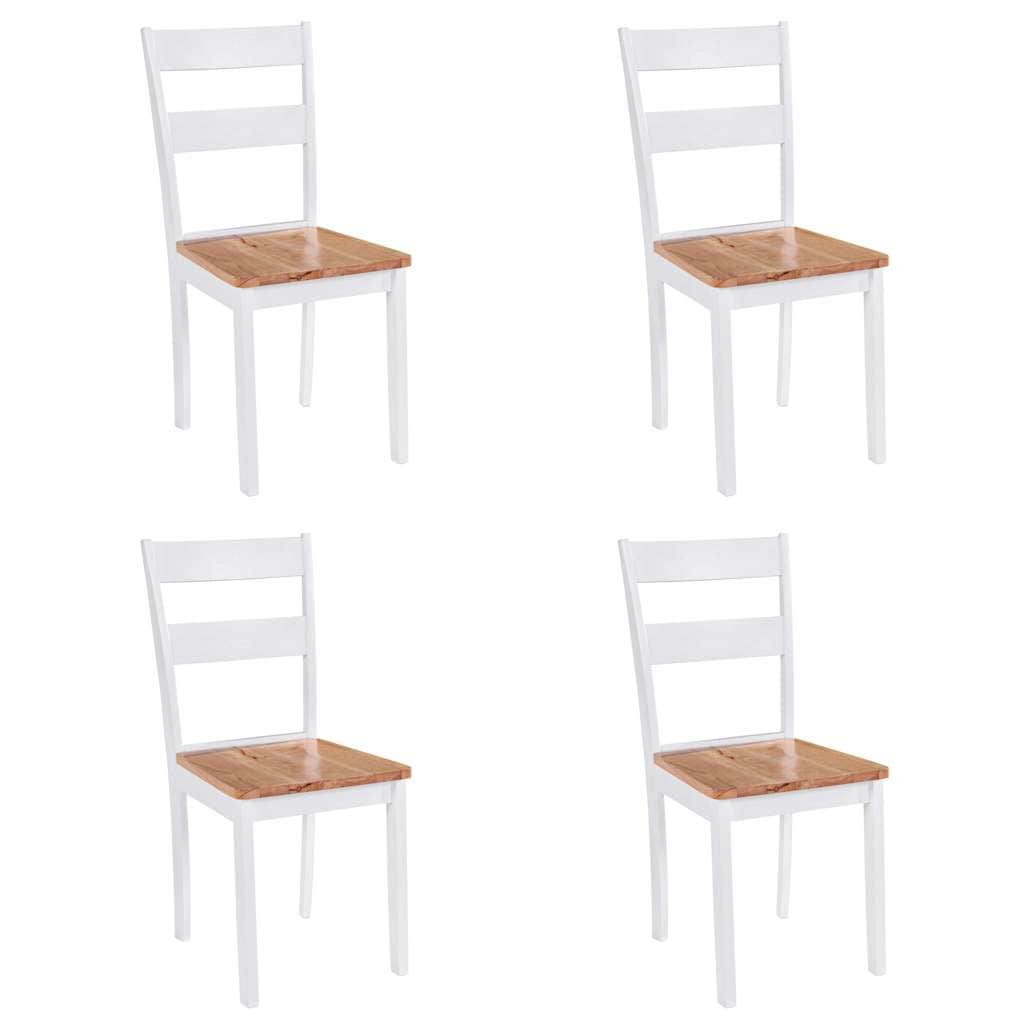 Dining Chairs 4 pcs White Solid Rubber Wood
