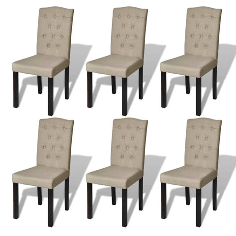 Dining Chairs 6 pcs Beige Fabric