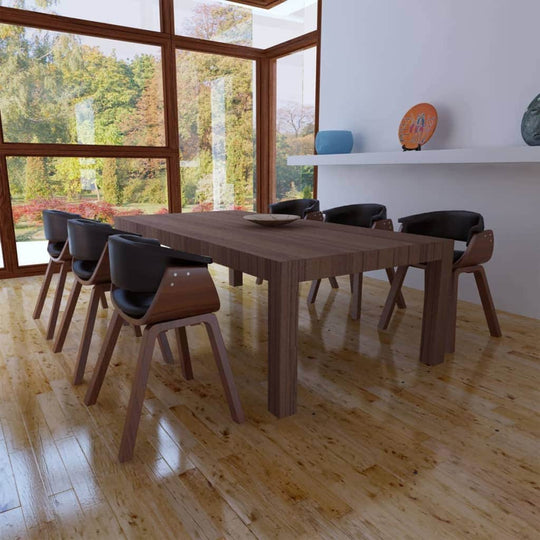 Dining Chairs 6 pcs Bent Wood and Leather