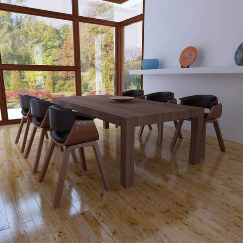 Dining Chairs 6 pcs Bent Wood and Leather