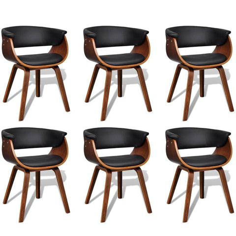Dining Chairs 6 pcs Bent Wood and Leather