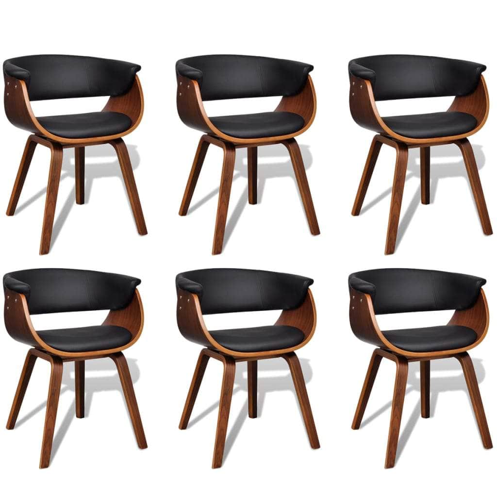 Dining Chairs 6 pcs Bent Wood and Leather