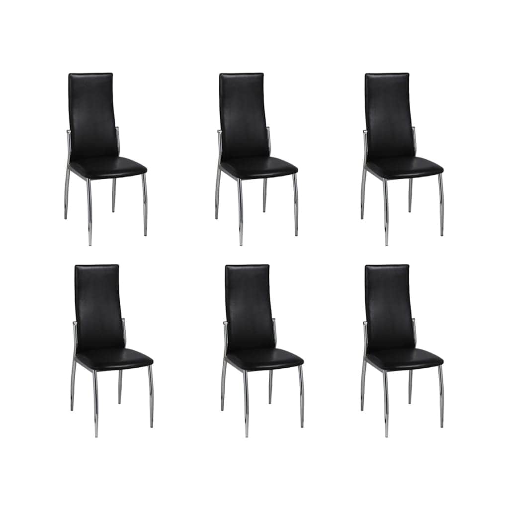 Dining Chairs 6 pcs Black Leather