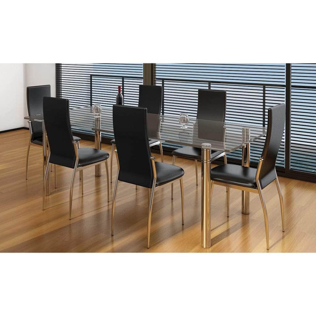 Dining Chairs 6 pcs Black Leather