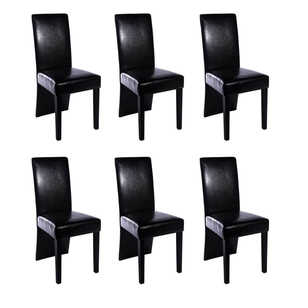 Dining Chairs 6 pcs Black Leather
