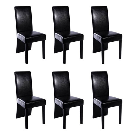 Dining Chairs 6 pcs Black Leather