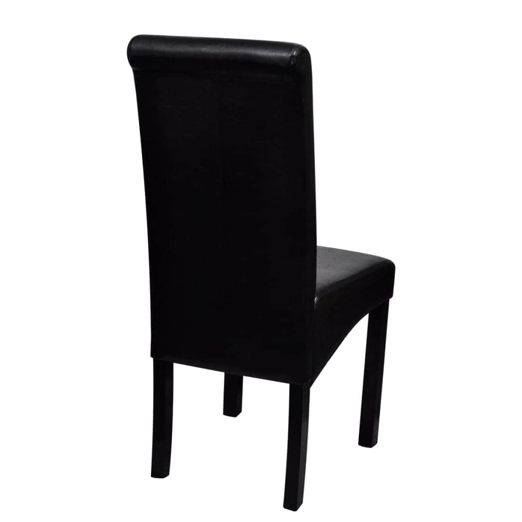 Dining Chairs 6 pcs Black Leather
