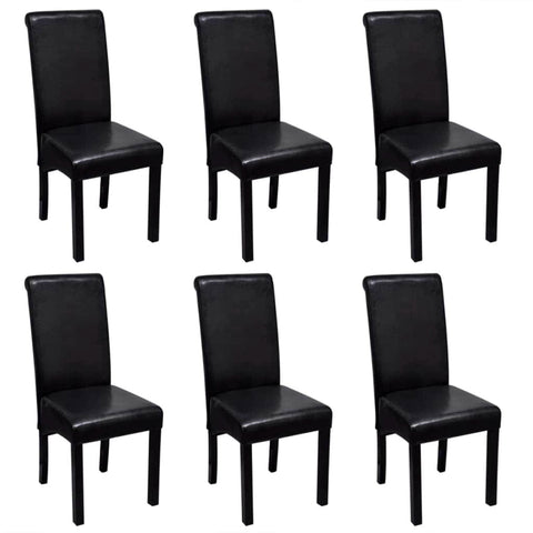 Dining Chairs 6 pcs Black Leather